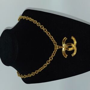 Chanel CC Coco Mark Gold Plated Long Necklace Vtg 94 VGVC